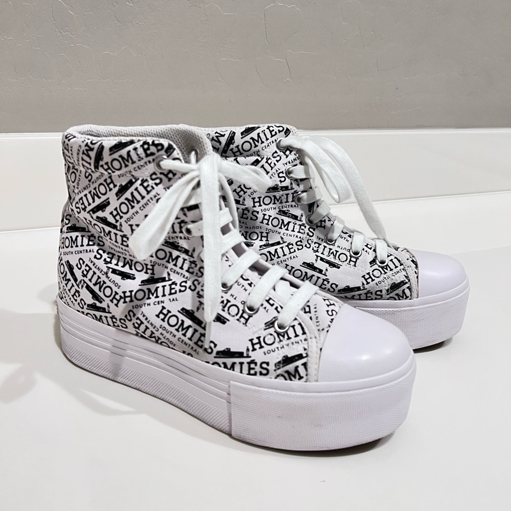 Brian Lichtenberg BLTEE Homies Platform Printed Canvas Hightop Sneakers - Size 7